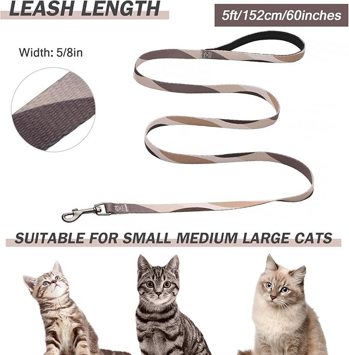 Hikiko Cat Harness and Leash Set Escape Proof Adjustable Walking Travel Soft Kitten Harness for Small Medium Large Cats (Color Block, M)