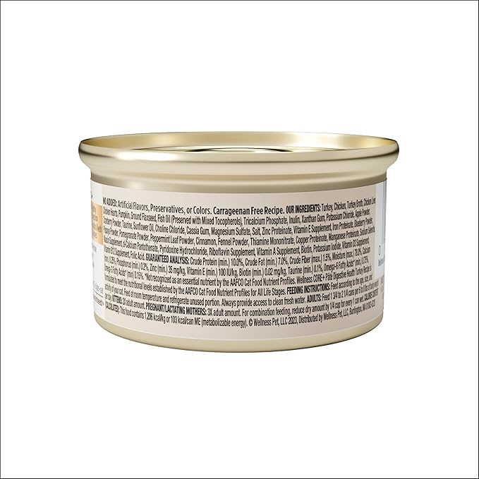 Wellness CORE+ Digestive Health Pate Adult Canned Wet Cat Food, Natural, Protein Rich, Grain Free, Turkey Recipe, 3 oz, Pack of 12 Cans
