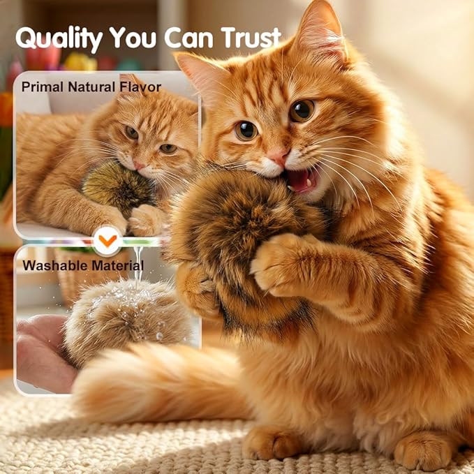 Cat Toy Faux Rabbit Fur Ball,2026 New Soft Rabbit Fur Catnip Balls,Fluffy Catnip Toy for Indoor Cats, Washable & Fun to Chase for Exercise and Bonding (Ball/1pcs)