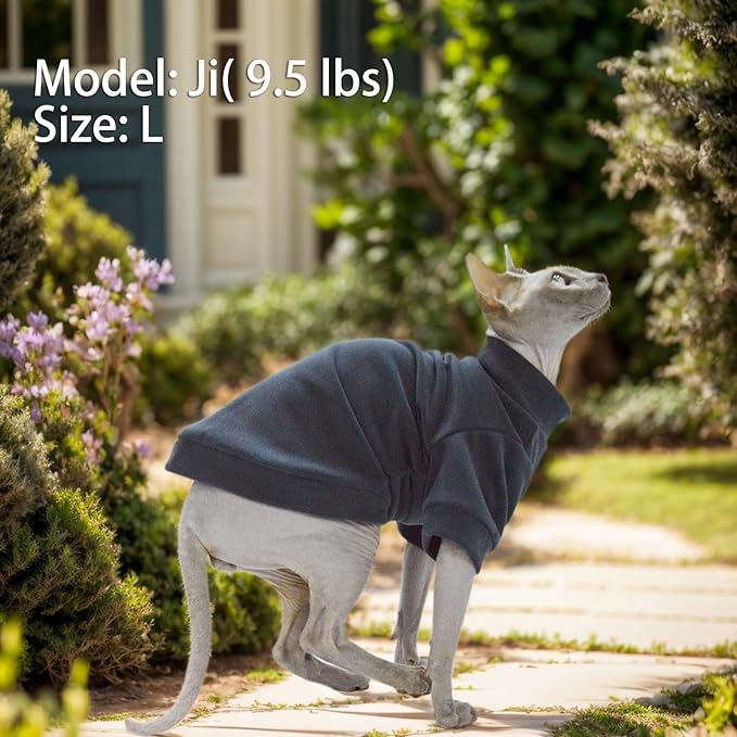 Sphynx Cat Sweater Hairless Cat Clothes Sweater Shirt Soft Warm Long Sleeves Pullover Pet Clothes Pajamas Dog Cloth for Small Dogs Jumpsuit Pet Sweaters (Dark Blue, Small)