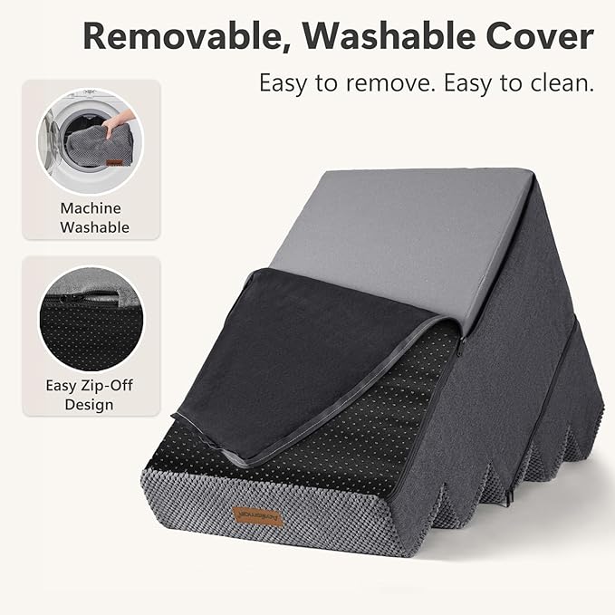 Aodisman Dog Steps for Bed and Couch, 4-Step Pet Stairs for Small Dogs, Indoor Non-Slip Dog Stairs for Old Cats, Puppy, Small Medium Dogs,18.5" H,Grey