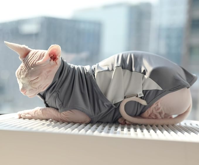 Sun-Protective Cooling Breathable UV-Blocking Shirt for Cats | Ultra-Lightweight & Stretchy Fit for Sphynx, Oriental Shorthair, Devon Rex, Abyssinian & Kittens (Small)