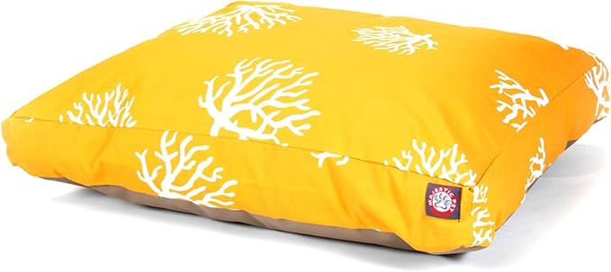 Yellow Coral Large Rectangle Indoor Outdoor Pet Dog Bed With Removable Washable Cover By Majestic Pet Products