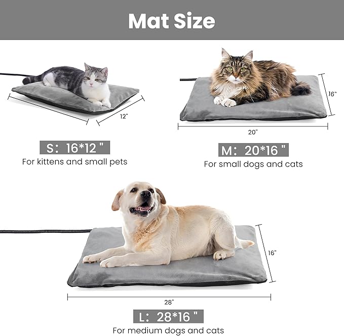 Outdoor Heating Pad,Heating Pet Bed for Small, Medium, Large and Dogs/Cats - Auto Temperature Control Outdoor Heated Pet Pad. (L -20 x 16 inch)