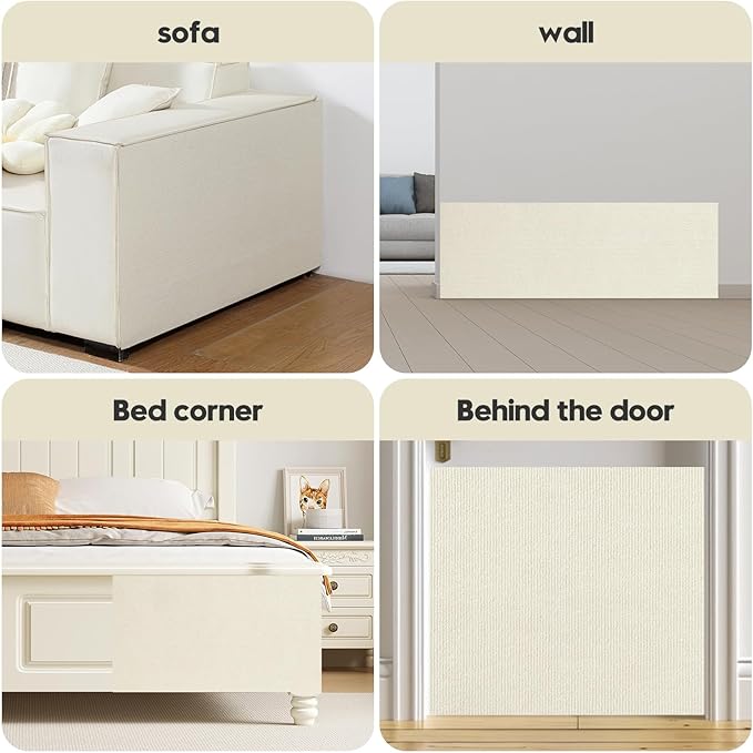 Couch Cat Scratch Protector 78.7"x15.8" – Adhesive Cat Scratch Pad, Cuttable Furniture Protector for Sofa Arms, Sides, Chair Backs & Bed Edges,Beige