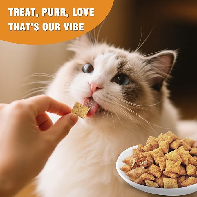 Healthy Cat Treats Soft & Crunchy - Catnip & Salmon Flavor, Cat Training Treats for Indoor Cats & Kittens, Dental Care & Digestive Support