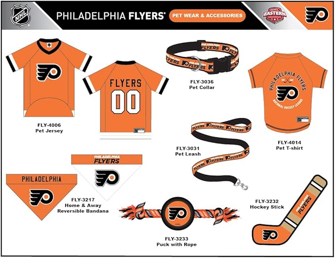 NHL Philadelphia Flyers Jersey for Dogs & Cats, X-Small. - Let Your Pet Be A Real NHL Fan! (Pack of 2)