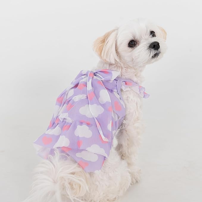 Pinkaholic New York Suri Dog One-Piece Dress Trendy Fashionable Cute Elegant Dog Apparel for Small Dogs, Purple, Small