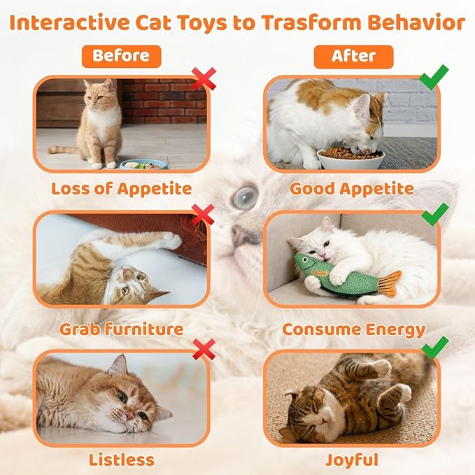 Catnip Toys for Indoor Cats, Interactive Cat Toys with Catnip, Chew Kicker, Cat Chew Toy for Adult Cats & Kitten (6 Pack)