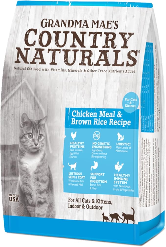 Grandma Mae’s Country Naturals Dry Cat Food, Chicken & Brown Rice, Slow Cooked & Nutrient Dense, Made in USA, 6 LB Bag