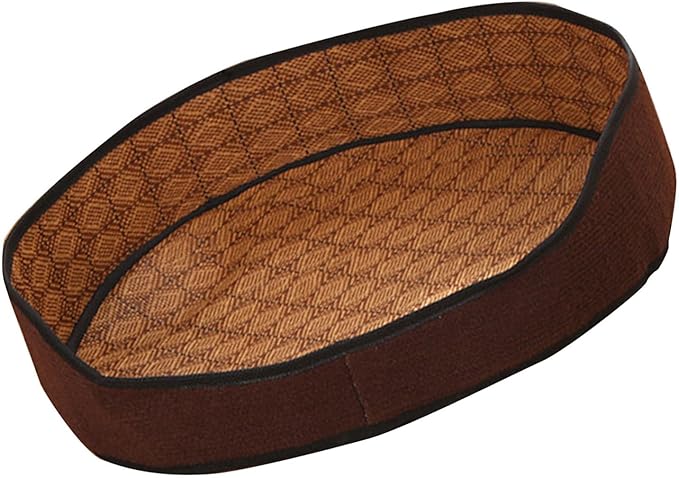 AYNEFY Cat Supplies Cat Bed Furniture Vine Woven Cat Dog Summer Mat with Removable Cooler for Indoor and Outdoor Use Pet Cooling Bed Washable Comfortable Cat Supplies (Coffee Color)