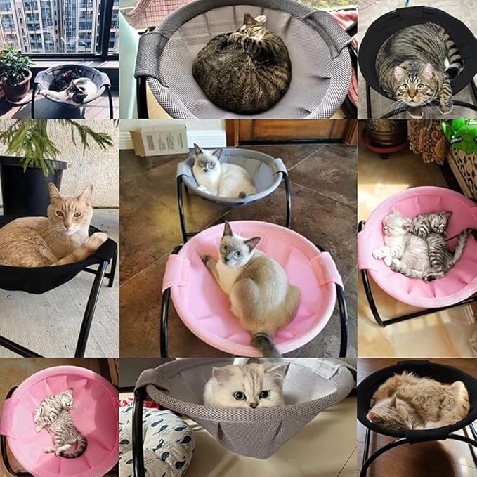 JUNSPOW Cat Bed Dog Bed Pet Hammock Bed Cat Sleeping Cat Supplies Pet Supplies Whole Wash Stable, Detachable & Breathable Easy Assembly Indoors Outdoors, 16.9 in x 16.9 in x 9.5 in