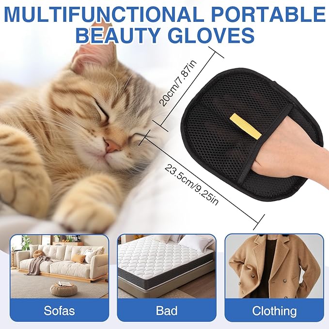 10 Pcs Pet Hair Removal Glove, Reusable Double Sided Pet Hair Electrostatic Gloves for Grooming Grooming