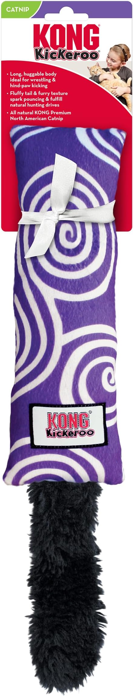 KONG Kickeroo Swirl Cat Toy – Plush with Crinkle Sound, Soft Catnip Toy for Indoor Cats – Assorted Colors (3 Pack)