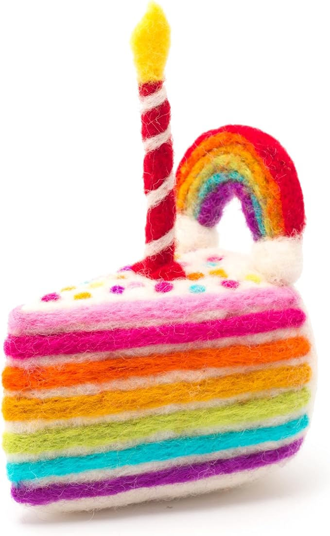 Glaciart One Wool Cat Birthday Cake Toy β Handmade Plush Catnip Design, Interactive Play for Indoor Cats, for Kittens & Cat Lovers
