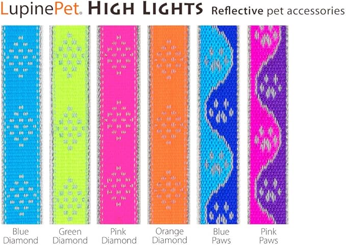Lupine Reflective Cat and Small Pet H-Style Harness in 1/2" Wide Pink Diamond with 9" to 14" Adjustable Girth