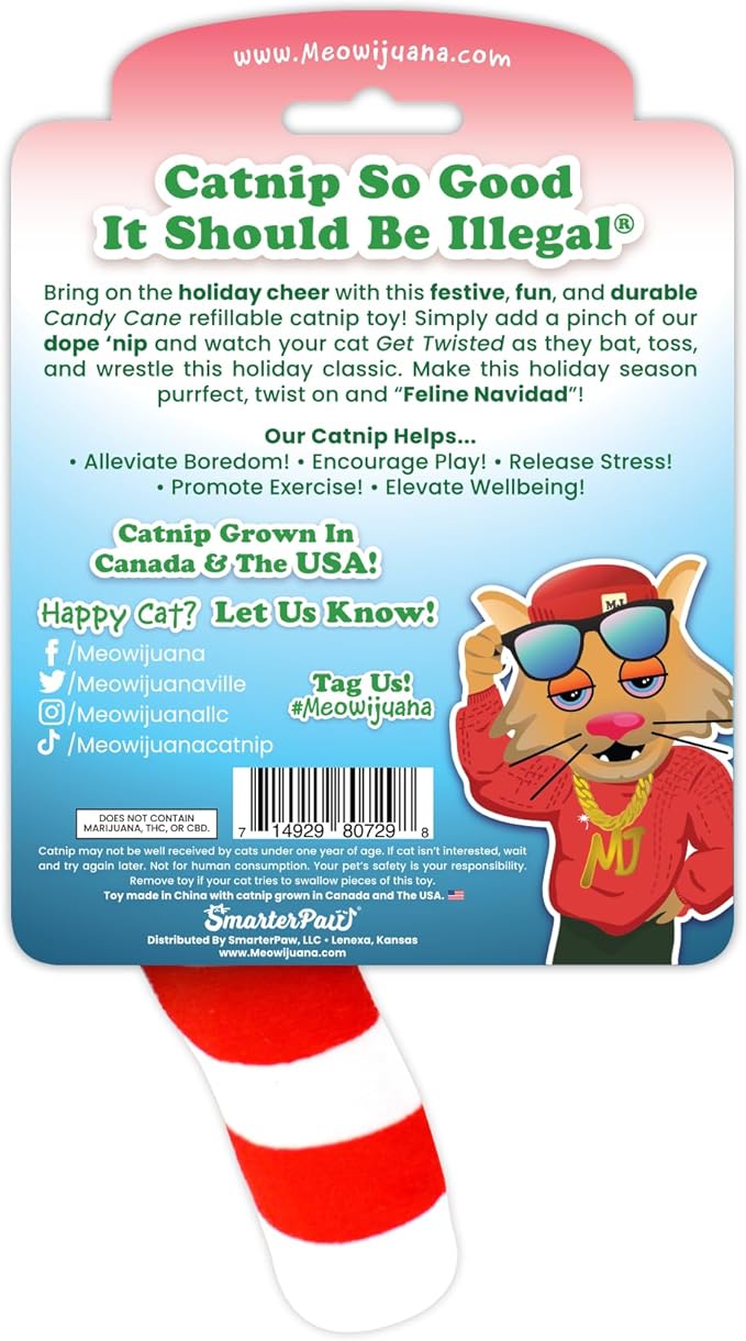 Meowijuana | Get Twisted Bundle | Get Twisted Candy Cane and Winter Lift | Promotes Play and Cat Health | Includes Organic Catnip | Feline and Cat Lover Approved