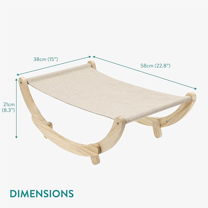 Navaris Cat Swing Bed - Spacious & Comfortable Cat Hammock Bed - Elevated Cat Chair Bed for Large Cats - Cat Furniture for Outdoor or Indoor Cats - 2-in-1 Design Raised Cat Bed