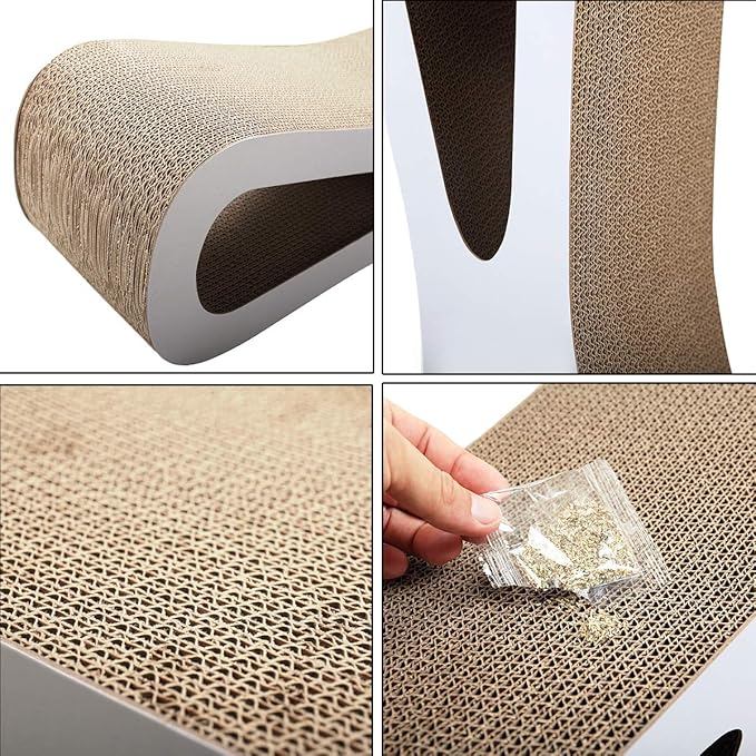 COZIWOW Cat Scratcher Lounge, Cat Scratching Board, Cardboard Lounge Bed, Durable Cat Scratching Pad Furniture Protector for Indoor Cats Kittens (Grey)
