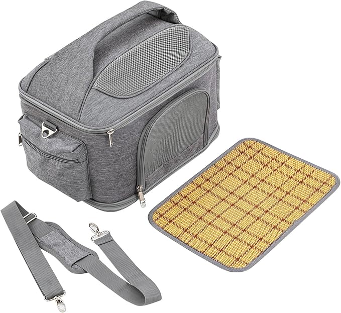 Foldable Pet Carrier Backpack, Cat & Dog Carrier Backpack, Waterproof Pet Travel Bag with Cooling Mat for Hiking Travel Camping Outdoor, Hold Pets Up to 15.4lbs