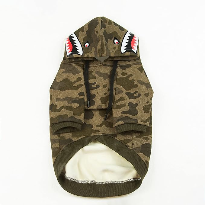 Camo Dog Hoodie Dog Clothes Extra Warm Fleece Lining Stretchy Fit for Small Medium Large Dogs (Camo, X-Large)