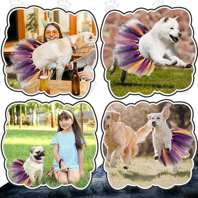Dog Tutu Tulle Tutu for Dogs Small Large Medium Puppy Dress Ballerina Costume Skirt for Holiday Puppy Cats Bunny Pet Outfit Birthday Wedding Party Photo Prop Supplies(Halloween Color)