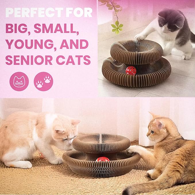 Fin & Jacky Magic Organ Cat Scratcher Board Toy, Upgraded Magnets & Durable High-Density Cardboard for Stability, Eco-Friendly, Interactive Indoor Playboard