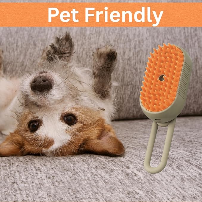 Cat & Dog Grooming Brush, 3-in-1 Steamy Spray Comb for Shedding & Mats, Self-Cleaning Slicker, Detangling De-Shedding Pet Hair Remover, Anti-Static Massage Brush for Long & Short Hair