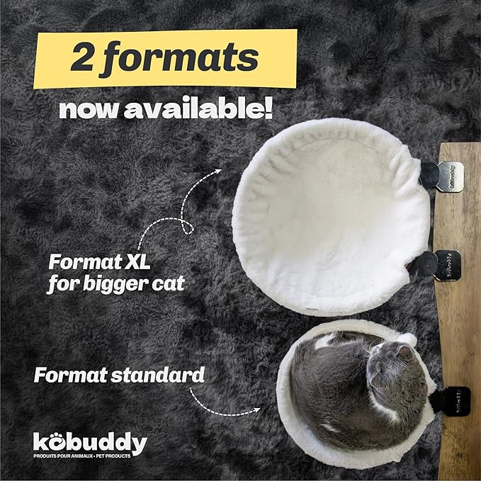 V2 Cat Desk Bed - Soft Faux Fur Fabric, Steel Frame - Adjustable, Shelf Bed for Indoor Cats - Perfect Cat Hammock for Your Desk β Supports up to 50lbs - Unique and Modern Furniture