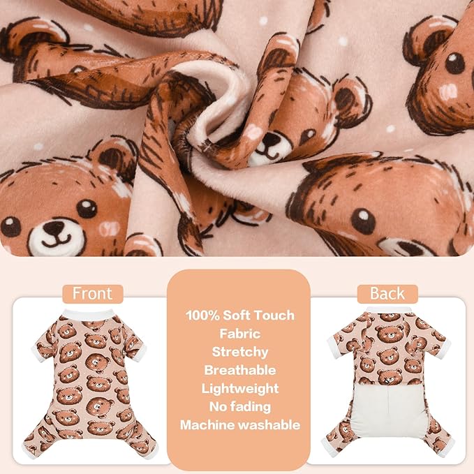 CuteBone Fleece Dog Pajamas Clothes Puppy Jammies Pet Apparel Cat Onesie for Chihuahua Yorkie Frenchies P333L
