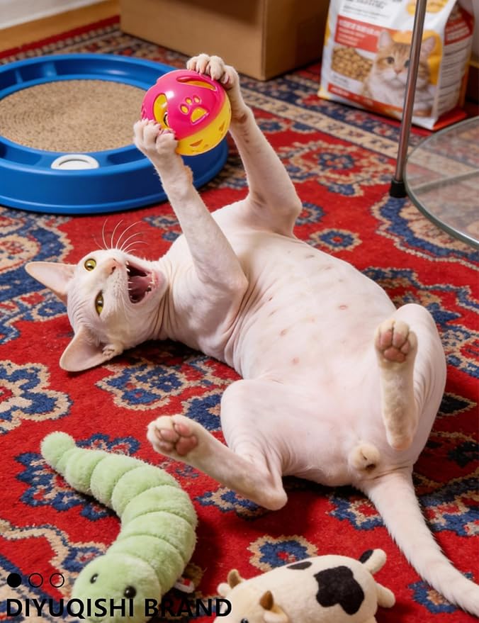31 Pcs Interactive Cat Toy Balls Set for Indoor Kitten, Fun Chase Play Toys with Bell Balls (1.5'' - 6.3'')