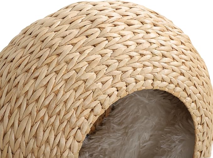PawHut Cat Wall Furniture, Wall Mounted Cat Condo with Washable Cushion, Cat Wall Shelf for Indoor Cats Kittens, Natural Wood