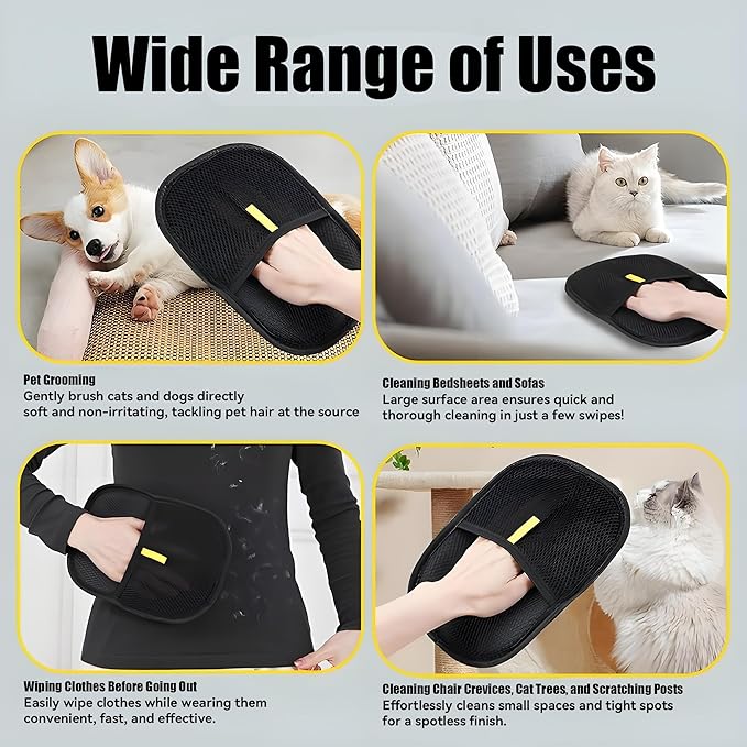 Pet Hair Removal Glove, 2025 New Upgrade Efficient Pet Grooming, Electrostatic Glove for Cats and Dogs, Reusable Pet Hair Remover Glove (2)