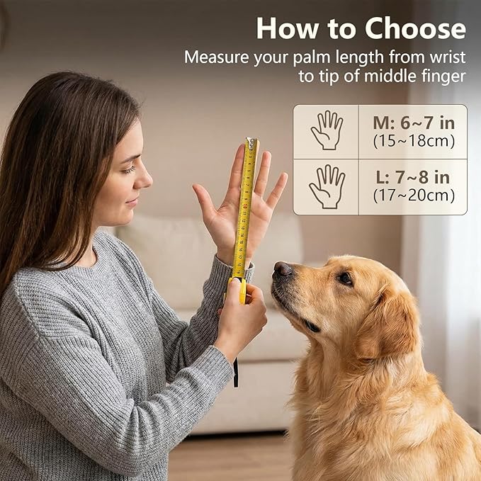 Pet Grooming Gloves for Cats & Dogs, Silicone Pet Hair Removal Glove for Bathing, Shedding & Massage, Gentle Cat & Dog Grooming Glove for Long & Short Hair Pets(Grey-Large)