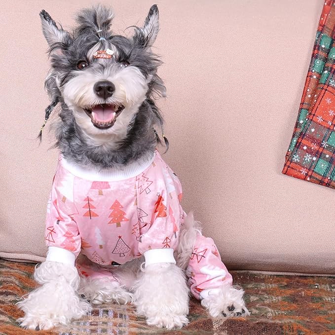 CuteBone Fleece Dog Christmas Pajamas Clothes Puppy Jammies Pet Apparel Cat Onesie for Chihuahua Yorkie Frenchies P312S
