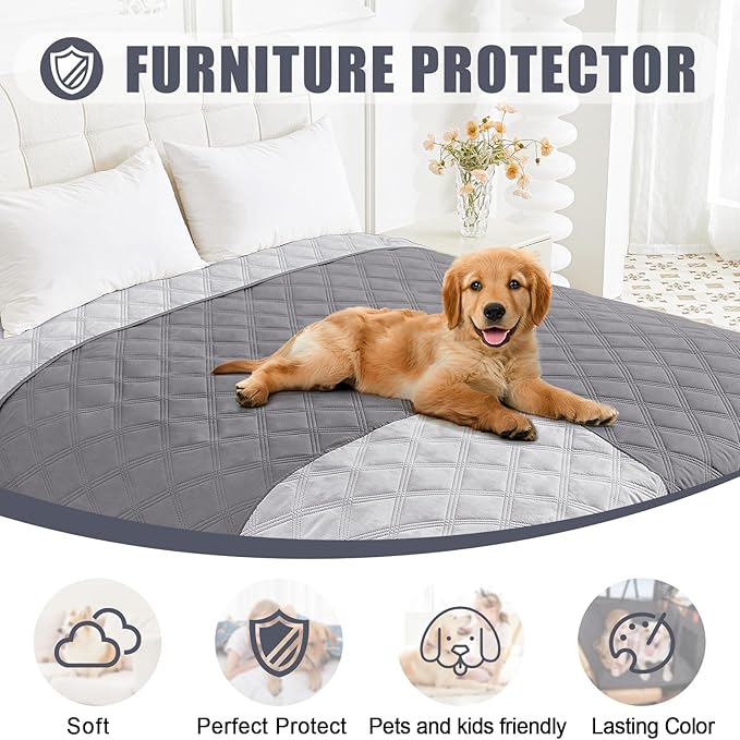 Smiry Waterproof Dog Bed Cover Blanket 40x70, Soft Reversible Pet Blanket, Washable Leakproof Cats Dogs Couch Cover for Sofa, Couch, Furniture, Grey/Light Grey