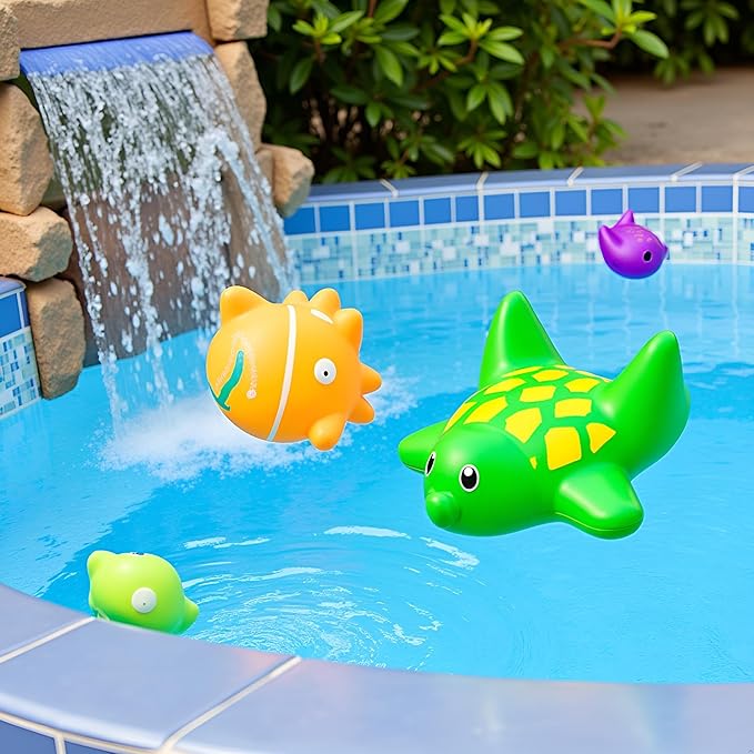 6 Pcs Pool Cat Interactive Toy, Floating Water Toy, Cat Pool Toys, Pet Kitten Swimming Bathing Fish Toy,Bath,Sensory Toys, for Cats for Endless