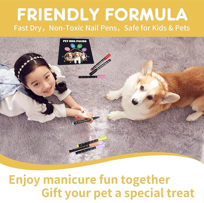 9 Colors Dog Nail Polish Pens Quick Dry, Dog Safe Nail Polish, Easy to Apply, Non Toxic, Paint for Paws, DIY Puppy Nails
