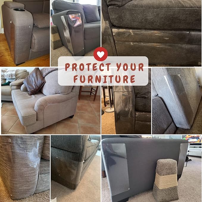FixZilla Anti Cat Scratch Furniture Protector, 8-Pack Couch Protector from Cat Claws – Heavy-Duty, Easy-to-Apply Scratching Deterrent and Shield for Sofa Corners, Walls, and Doors- with 50 Twist Pins