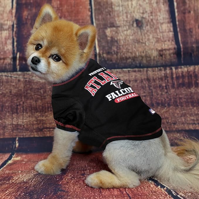 NFL Atlanta Falcons Dog T-Shirt for Pets, Size Small. Officially Licensed Pet Shirt with Team Logo, Soft Stretchable Comfort Fit Apparel for Dogs & Cats