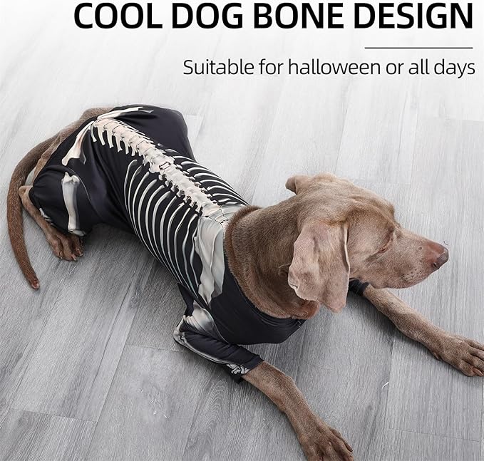 Halloween Dog Costumes, Dog Jumpsuit Halloween Skeleton Costumes Cosplay Sweatshirt, Funny Dress Up Apparel Clothes for Small Medium Dogs XL