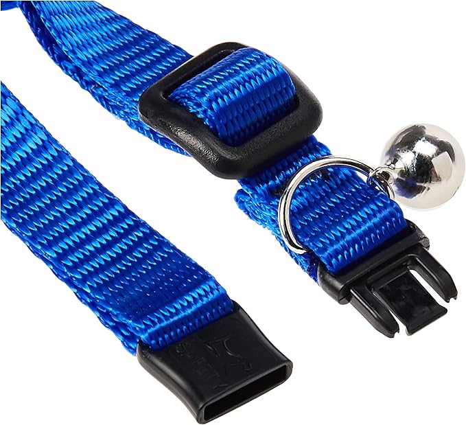 LupinePet Basics 1/2" Blue Cat Safety Collar with Bell , 8-12"