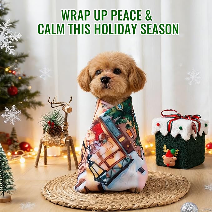 Purrfect Peace Cat Swaddle Wrap – Professional Calming Restraint Bag for Grooming, Nail Trimming & Medicine - Adjustable Cat Restraint for Grooming, Vet Visits (Gingerbread Tail, L)