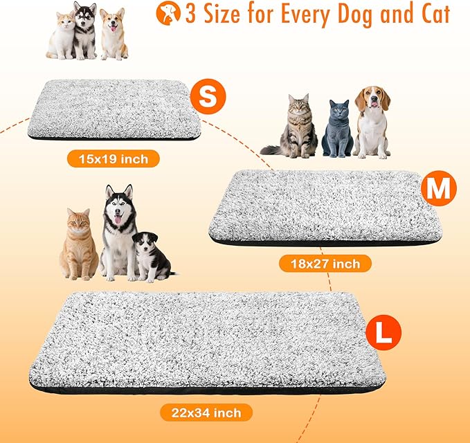 WanpeeGoo Self Warming Cat Bed, Heated Cat Bed, 2.0 Upgraded Thermal Foil Heating Pad, Plush Self-Heating Pet Mat for Crate, Floor, with Removable Washable Cover, Non-Slip, 15"x19"