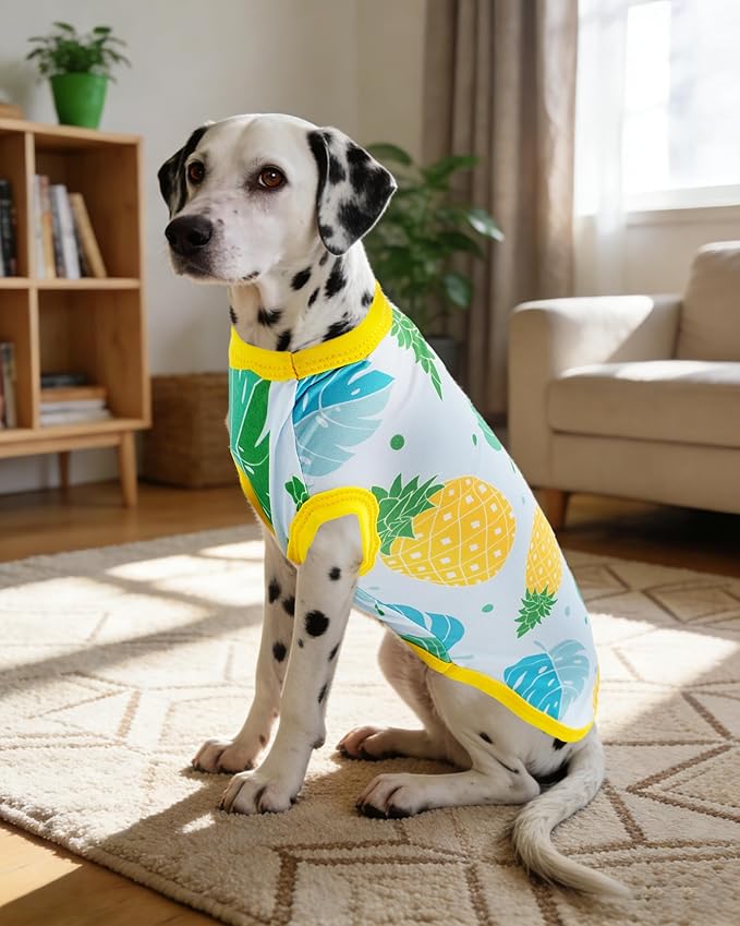 PET SHOW 4 Pack Summer Dog Shirts for Large Dogs Boy UPF 50+ UV Sun Protection Cooling Clothes Tank Top Shark Dog T-Shirts Pet Holiday Party Sleeveless Vest Blue(XXX-Large)