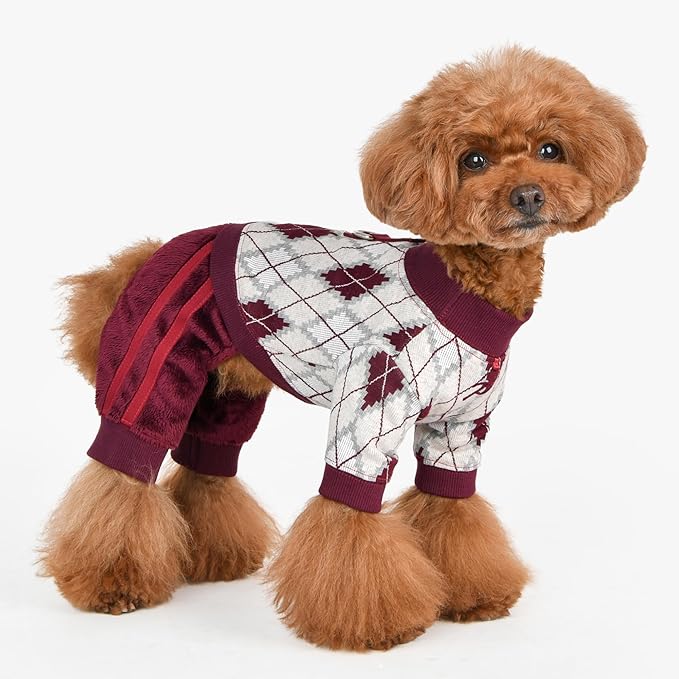 Puppia Vance Winter Jumpsuit Warm Cozy Fashionable for Small Dogs, Wine, Medium