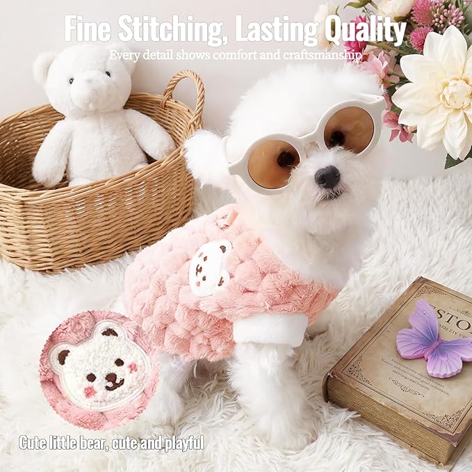 Dog Sweater for Small Dogs Puppy Cats Winter Warm Soft Pet Clothes Pullover Cute Extra Small Dog Apparel, Cat Sweaters for Cats Only Fit Chihuahua Yorkie(Pink, S)