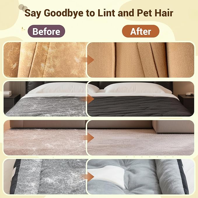 Pet Hair Removal Glove & Electrostatic Remover Set with Mini Lint Roller (180 Sheets) - Reusable Cleaning Tool for Sofa, Carpet, Cat Tree, Furniture, Car Seat and Clothes(3PCS)