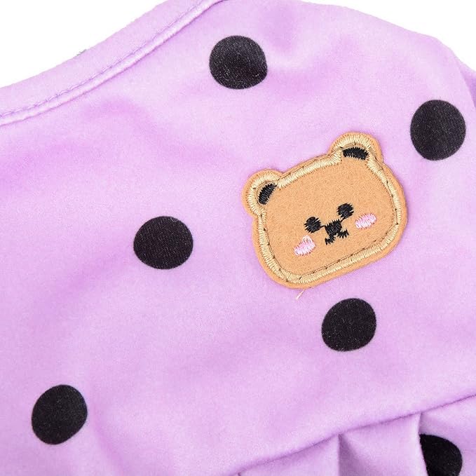 PAIDEFUL Polka Dot Dog Pajamas for Small Dogs, Lightweight Four-Leg Puppy One-Piece with Belly Coverage, Soft Pullover Sleepwear for Chihuahua Yorkie and Cats, Purple, L