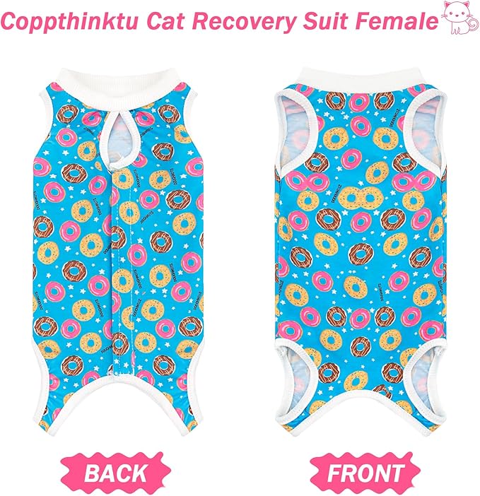 Cat Recovery Suit Female Cats Onesie for Cats, Breathable Cat Surgery Suit for Surgical Abdominal Wounds Skin Diseases, Cute Kitten Spay Recovery Suit E-Collar Alternative Anti Licking